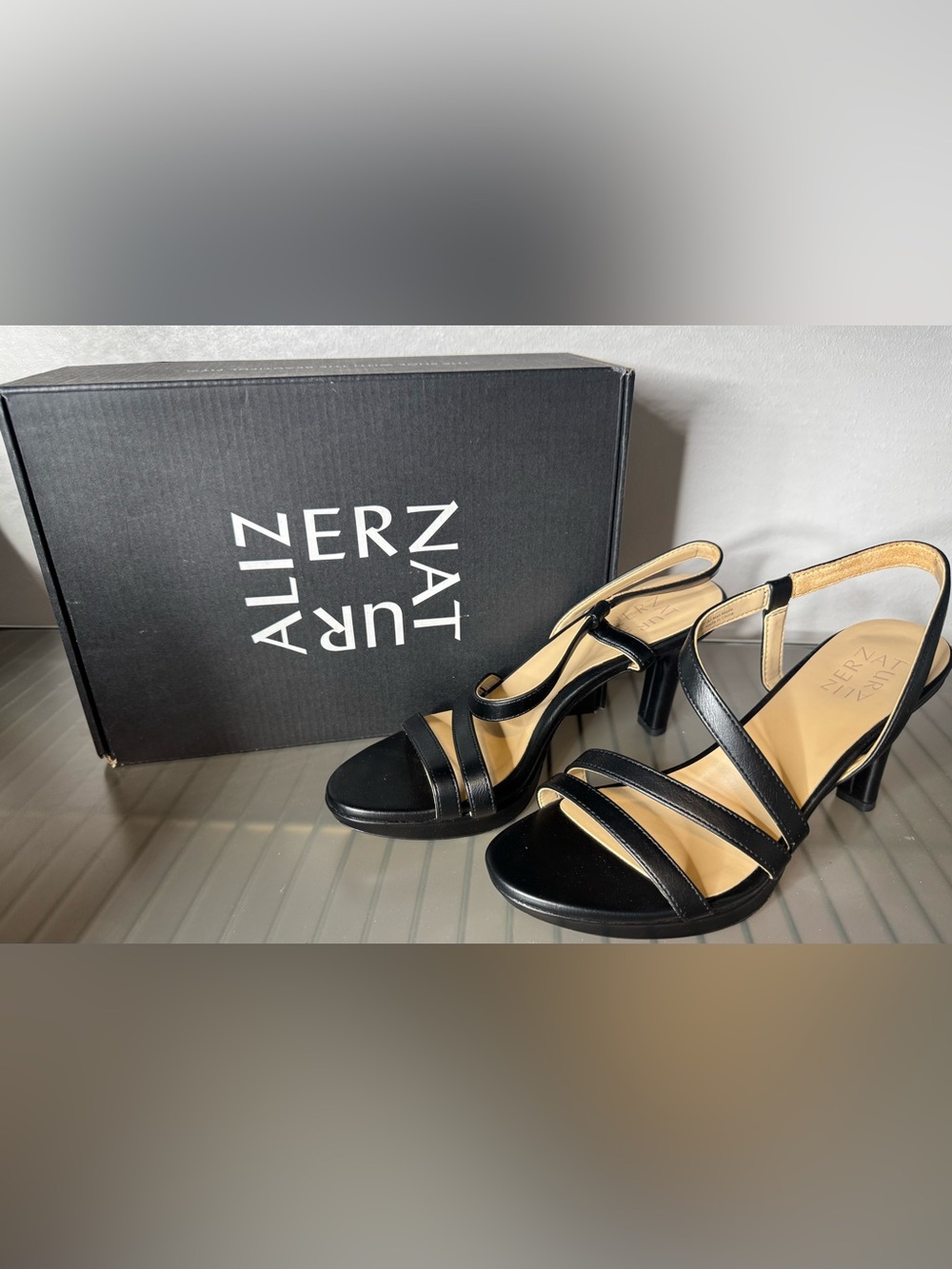 Naturalizer Brenta Black Strappy Slingback Mid-Heels size 7.5 women - Picture 1 of 9